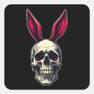 Skull Bunny – Dark Easter Art - Autocolante Square Sticker