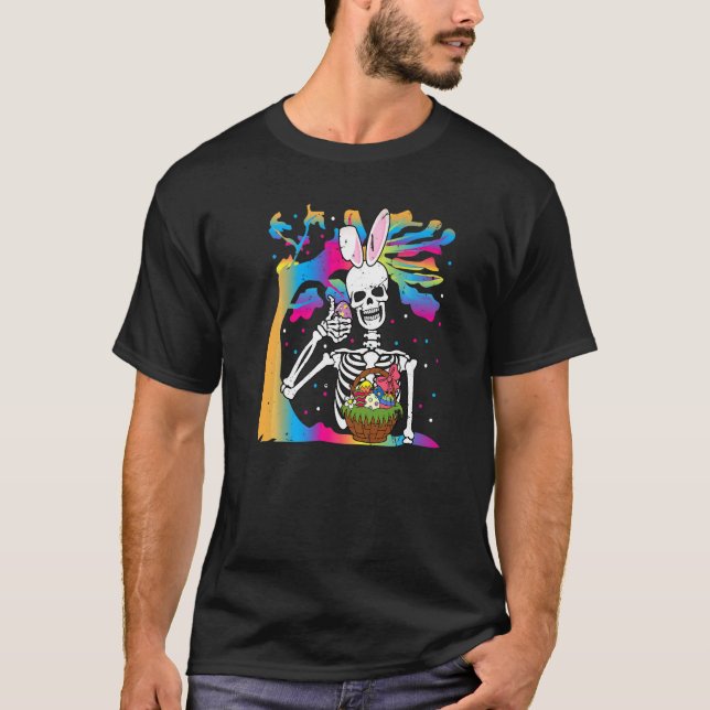 Skull Bunny Ear Easter Day Egg Bunny T-Shirt (Front)