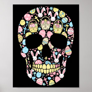 Skull Bunny Easter Egg Easter Day Womens Mens Kids Poster