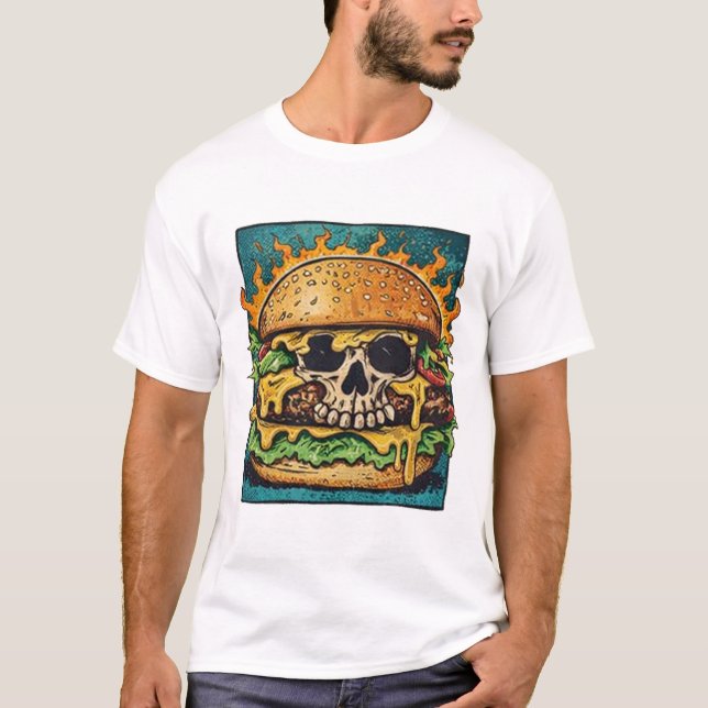 Skull Burger Monster Art T-Shirt (Front)