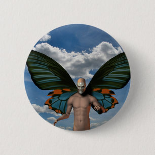 Skull Butterfly 6 Cm Round Badge