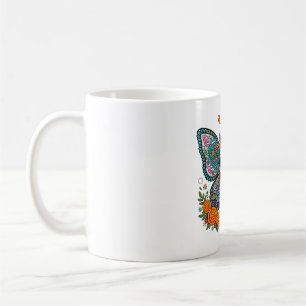 Skull Butterfly Day of Dead Floral Art Coffee Mug