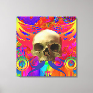 Skull Butterfly in Colour Canvas Print