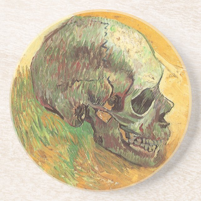 Skull by Vincent van Gogh, Vintage Impressionism Coaster (Front)