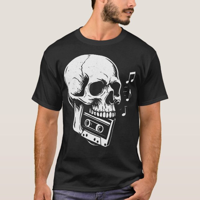 Skull Cassette Punk Black T-Shirt (Front)
