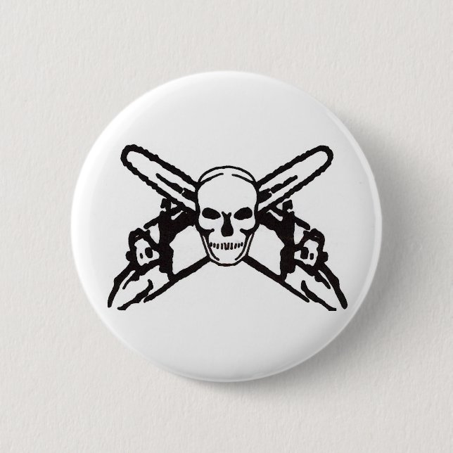 Skull & Chainsaws 6 Cm Round Badge (Front)
