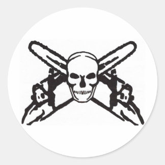 Skull & Chainsaws Classic Round Sticker