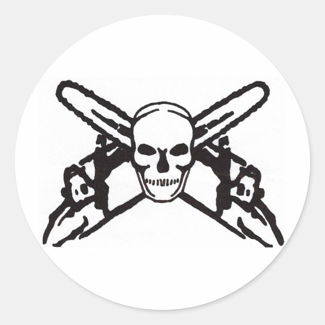 Skull & Chainsaws Classic Round Sticker (Front)