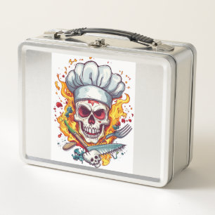 Skull Chef Kitchen Master Metal Lunch Box