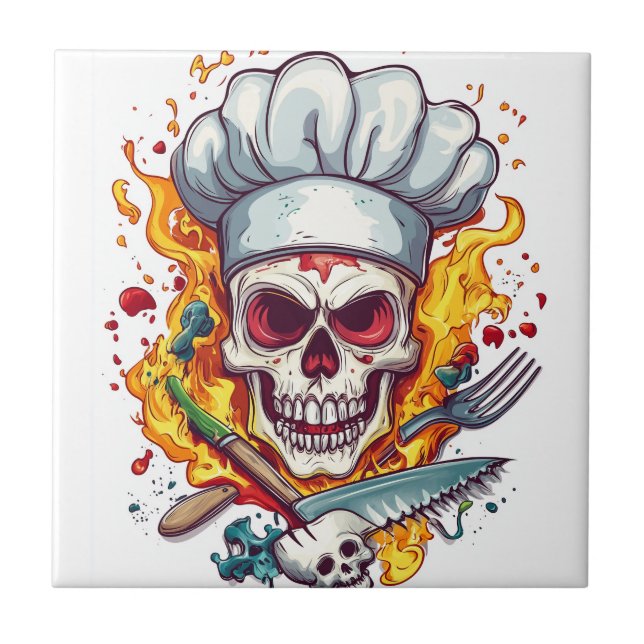 Skull Chef Kitchen Master Tile (Front)