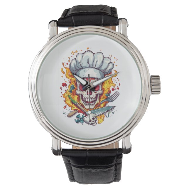 Skull Chef Madness � Funny Cooking Skeleton Watch (Front)