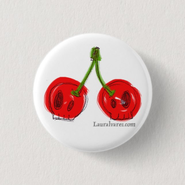 skull cherries 3 cm round badge (Front)