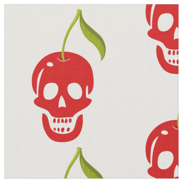 skull cherry skeleton halloween gothic fabric (Close Up)