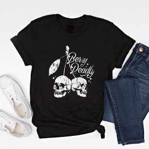 Skull Cherry Spooky and Sweet Gothic Halloween T-Shirt