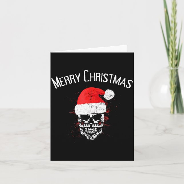 Skull Christmas Santa - Creepy Christmas  Card (Front)