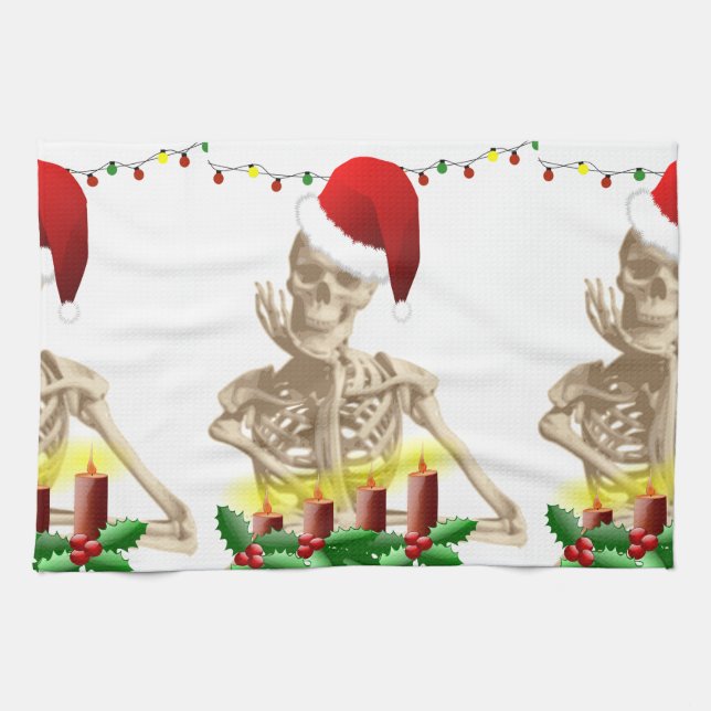 skull christmas tea towel (Horizontal)