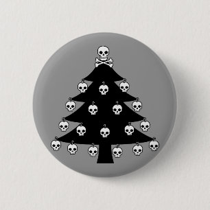 Skull Christmas Tree 6 Cm Round Badge