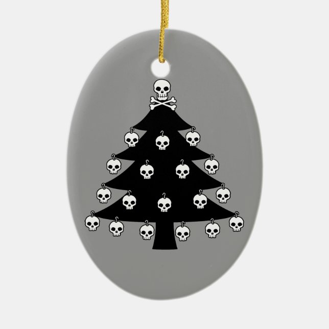 Skull Christmas Tree Ceramic Tree Decoration (Front)