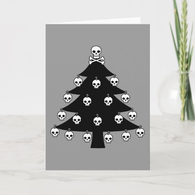 Skull Christmas Tree Holiday Card (Front)