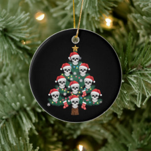 Skull Christmas Tree Pajama Cool Skeleton Santa  Ceramic Tree Decoration
