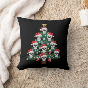 Skull Christmas Tree Pajama Cool Skeleton Santa  Cushion