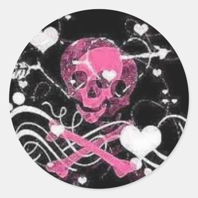 skull classic round sticker (Front)