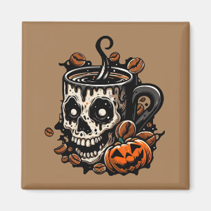 Skull Coffee Mug Halloween Magnet