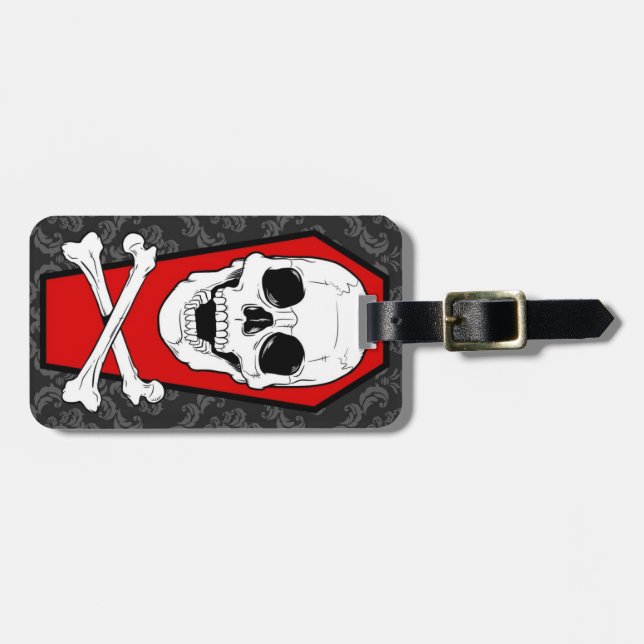 Skull Coffin Luggage Tage Tag (Front Horizontal)