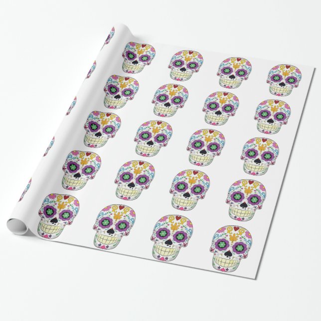 Skull colored with white fund wrapping paper (Unrolled)
