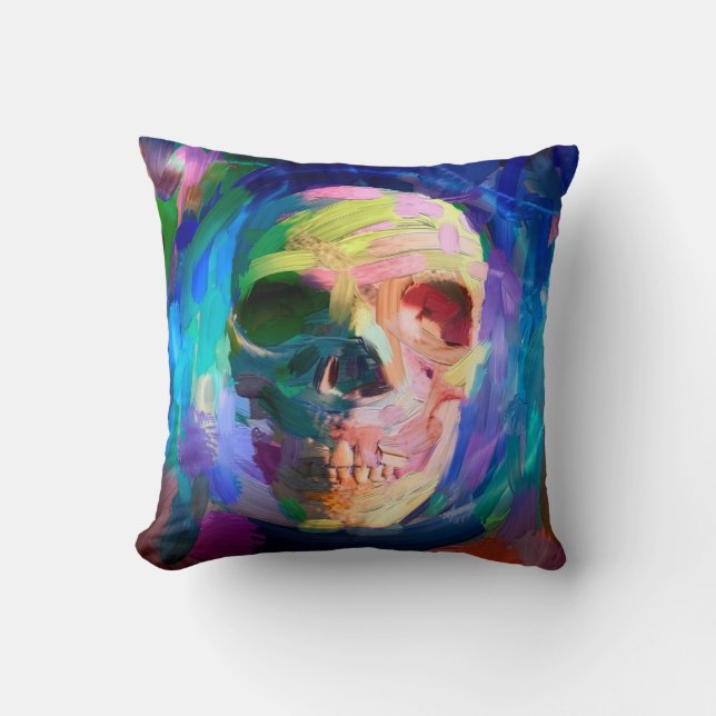 Skull colourful painting cushion (Front)