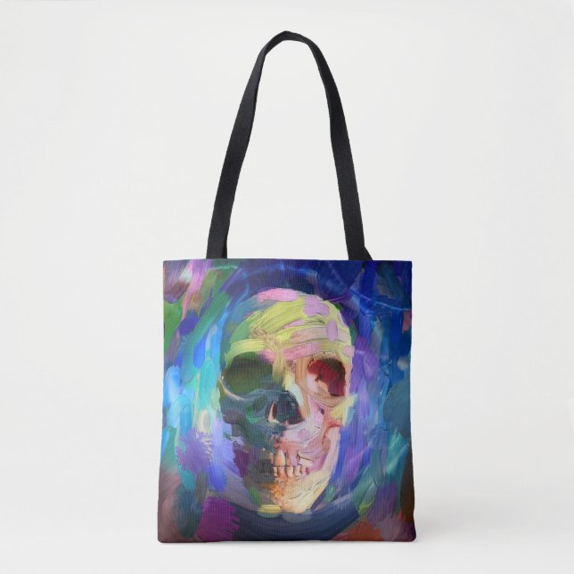 Skull colourful painting tote bag (Front)