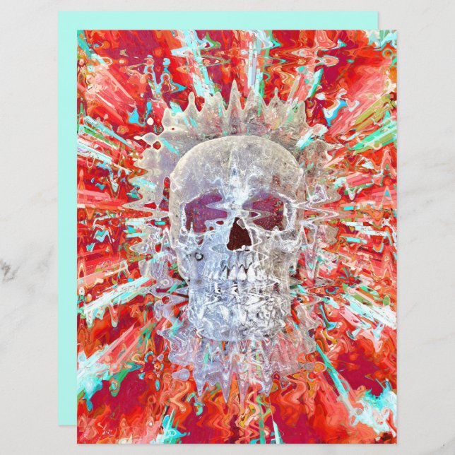 Skull Colourful Pop Art Psychedelic Surreal Artwor (Front/Back)