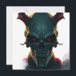 Skull Comics Style Illustration Fantasy Art Card<br><div class="desc">Fantasy Rock Punk Heavy Metal Art - Blue Skull Skeleton - Digital Fantasy Art</div>