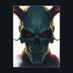 Skull Comics Style Illustration Fantasy Art Holiday Postcard<br><div class="desc">Fantasy Rock Punk Heavy Metal Art - Blue Skull Skeleton - Digital Fantasy Art</div>
