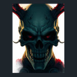 Skull Comics Style Illustration Fantasy Art Poster<br><div class="desc">Fantasy Rock Punk Heavy Metal Art - Blue Skull Skeleton - Digital Fantasy Art</div>