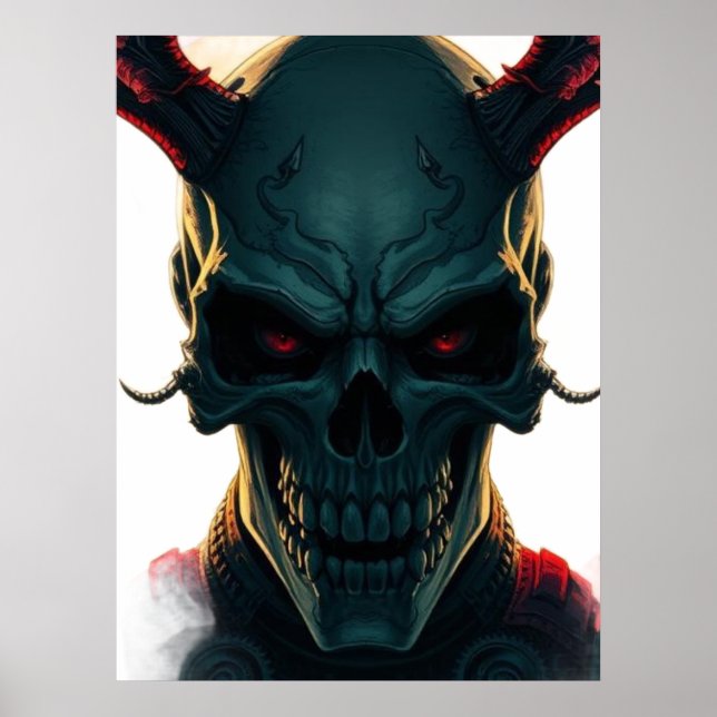 Skull Comics Style Illustration Fantasy Art Poster (Front)