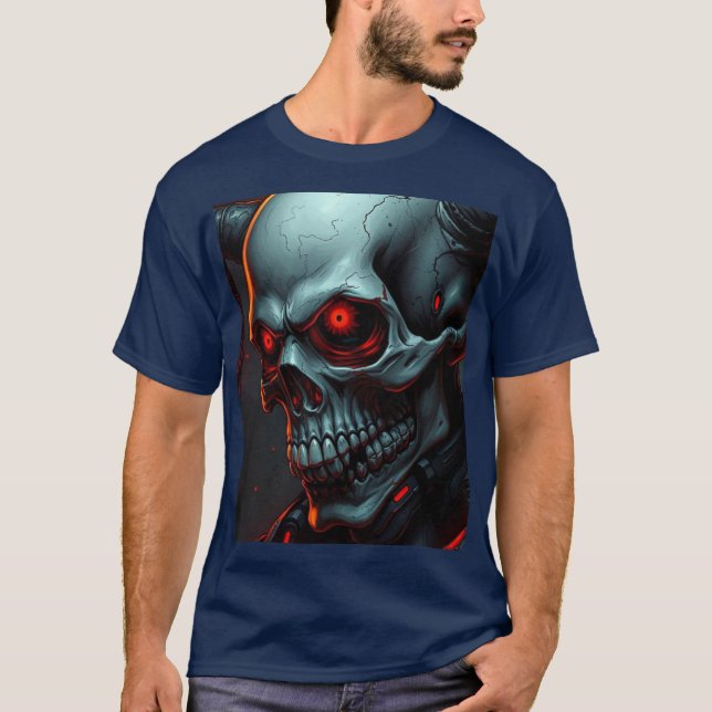 Skull Comics Style Illustration Fantasy Art T-Shirt (Front)