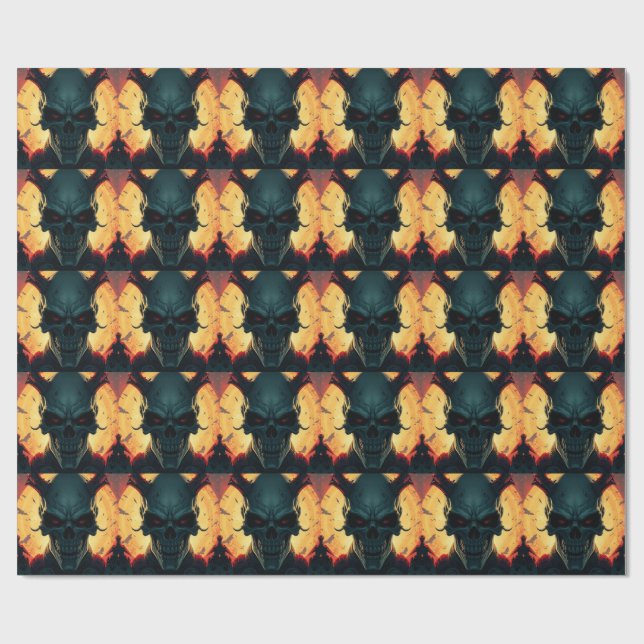Skull Comics Style Illustration Fantasy Art Wrapping Paper (Flat)