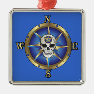 Skull Compass Metal Tree Decoration