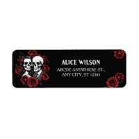 Skull couple gothic with roses custom name 