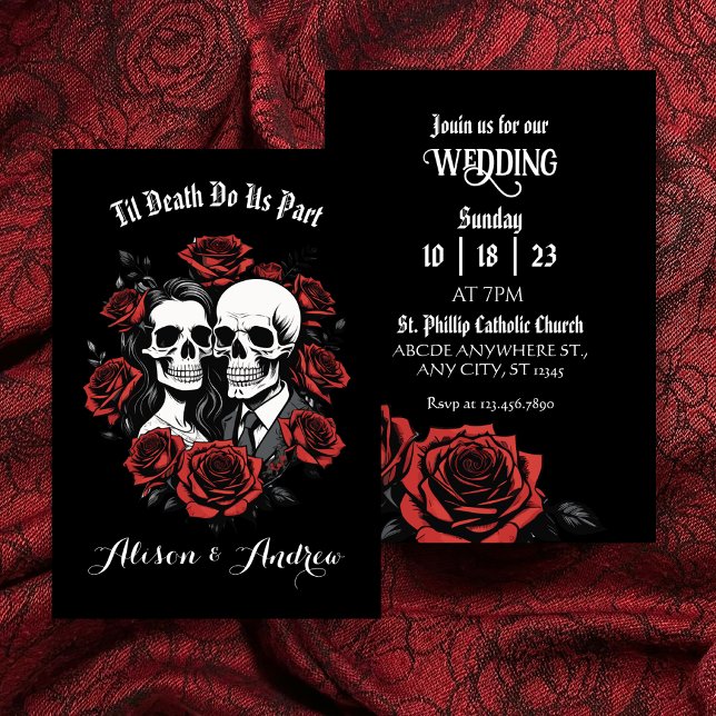 Skull couple gothic with roses wedding  save the date (Creator Uploaded)