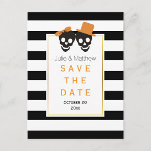 Skull couple Halloween wedding Save the Date Announcement Postcard