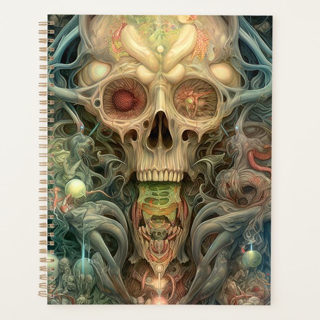 Skull Creepy Surreal Horror Art  Planner (Front)