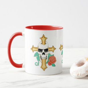 Skull Cross And Rose Mug