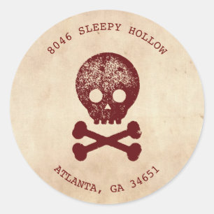 Skull & Cross Bone Halloween Return Address Label