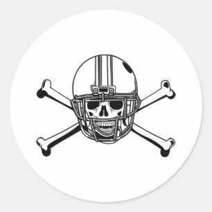 Skull & Cross Bones Football Player Classic Round Sticker