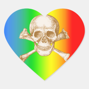 Skull & Cross Bones. Heart Sticker