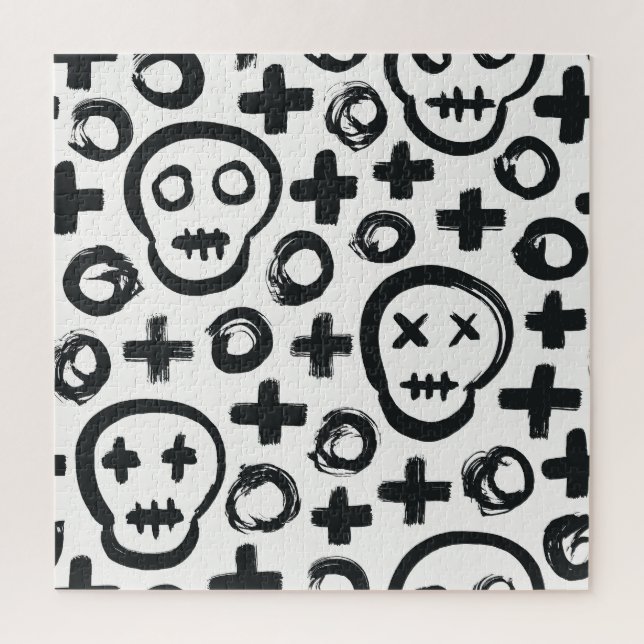 Skull Cross Circle: Seamless Decoration. Jigsaw Puzzle (Vertical)