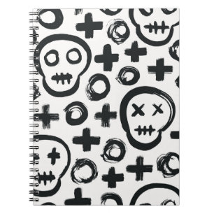 Skull Cross Circle: Seamless Decoration. Notebook