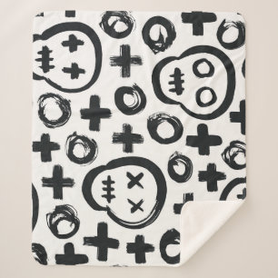 Skull Cross Circle: Seamless Decoration. Sherpa Blanket